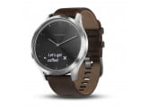 Умные часы серебристые с темно-коричневым кожаным ремешком Garmin Vivomove HR