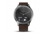 Умные часы серебристые с темно-коричневым кожаным ремешком Garmin Vivomove HR
