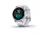 Умные часы серебристый с белым силиконовым ремешком Garmin Fenix 7S