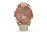 Умные часы розовое золото PVD 18K со светло-песочным ремешком из итальянской кожи Garmin Vivomove Luxe