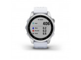 Умные часы серебристый с белым силиконовым ремешком Garmin Fenix 7S