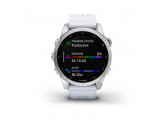 Умные часы серебристый с белым силиконовым ремешком Garmin Fenix 7S