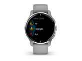 Умные часы серые с серебристым безелем и силиконовым ремешком Garmin Venu 2 Plus