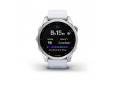 Умные часы серебристый с белым силиконовым ремешком Garmin Fenix 7S