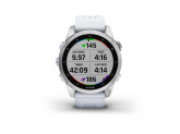 Умные часы серебристый с белым силиконовым ремешком Garmin Fenix 7S