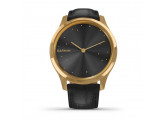 Умные часы золотые с черным кожаным ремешком Garmin Vivomove Luxe