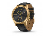 Умные часы золотые с черным кожаным ремешком Garmin Vivomove Luxe