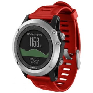Умные часы cеребряные с красным ремешком Garmin Fenix 3