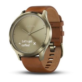 Умные часы золотые со светло-коричневым кожаным ремешком Garmin Vivomove HR