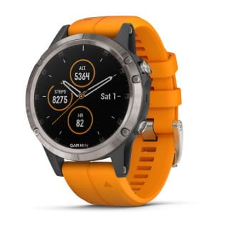 Умные часы титановые с оранжевым ремешком Garmin Fenix 5 Plus Sapphire