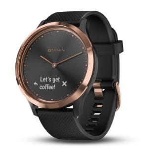 Умные часы розовое золото с черным ремешком Garmin Vivomove HR