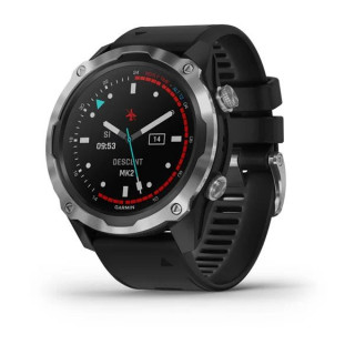 Умные часы стальные с черным ремешком Garmin Descent Mk2