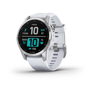 Умные часы серебристый с белым силиконовым ремешком Garmin Fenix 7S
