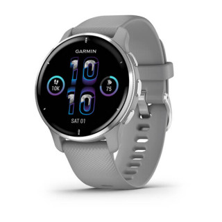 Умные часы серые с серебристым безелем и силиконовым ремешком Garmin Venu 2 Plus